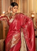 Fab Magenta Kanjivaram Silk Zari Work Trendy Saree - 1