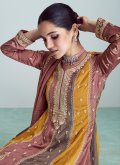 Fab Multi Colour Silk Embroidered Anarkali Salwar Kameez - 1