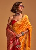 Fab Mustard Handloom Silk Woven Classic Designer Saree for Ceremonial - 1
