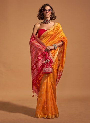 Fab Mustard Handloom Silk Woven Classic Designer Saree for Ceremonial
