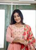 Fab Peach Cotton  Embroidered Salwar Suit for Festival - 3