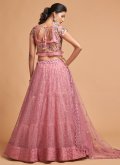 Fab Pink Net Dori Work Designer A Line Lehenga Choli for Ceremonial - 3