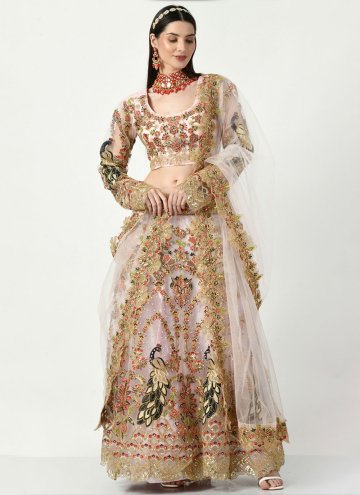Fab Pink Net Embroidered Lehenga Choli for Ceremonial