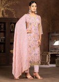 Fab Pink Organza Embroidered Trendy Salwar Suit for Ceremonial - 1