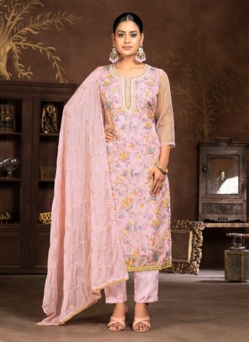 Fab Pink Organza Embroidered Trendy Salwar Suit for Ceremonial