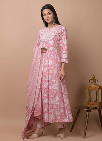 Fab Printed Cotton  Pink Salwar Suit
