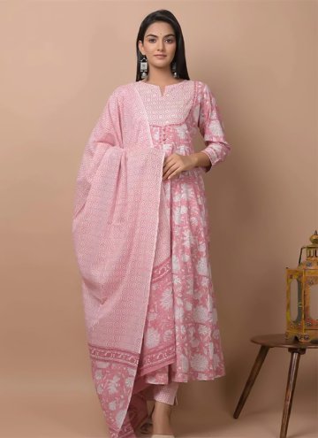 Fab Printed Cotton  Pink Salwar Suit