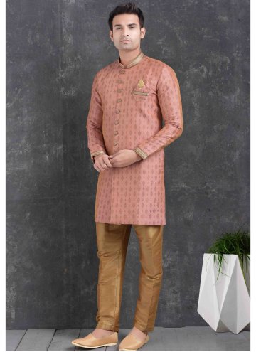 Fab Printed Jacquard Silk Pink Indo Western