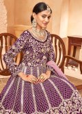 Fab Purple Art Silk Embroidered Trendy Salwar Kameez for Mehndi - 1