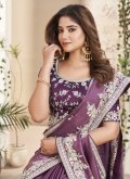 Fab Purple Fancy Fabric Embroidered Classic Designer Saree - 1