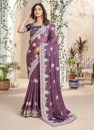 Fab Purple Fancy Fabric Embroidered Classic Designer Saree