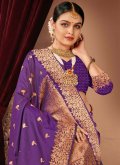 Fab Purple Silk Woven Contemporary Saree - 1