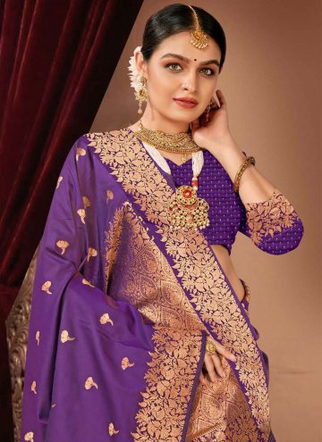 Fab Purple Silk Woven Contemporary Saree