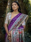 Fab Purple Tussar Silk Woven Trendy Saree - 2