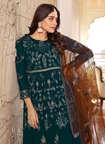 Fab Rama Faux Georgette Embroidered Gown for Engagement