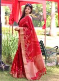 Fab Red Cotton Silk Woven Contemporary Saree for Casual - 3