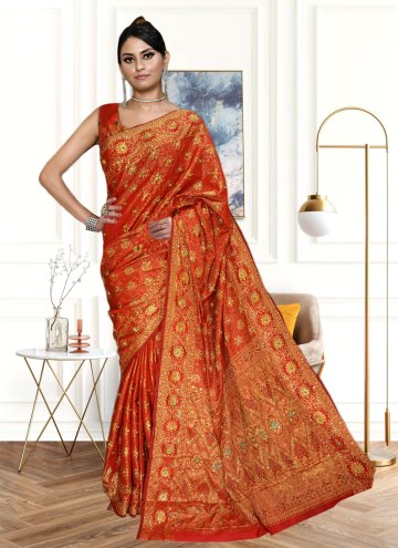 Fab Red Kanjivaram Silk Hand Work Classic Designer Saree for Engagement