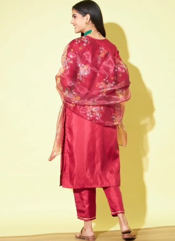 Fab Red Silk Blend Embroidered Salwar Suit