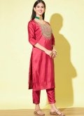 Fab Red Silk Blend Embroidered Salwar Suit - 2