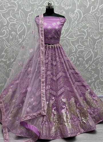 Fab Violet Net Embroidered Long Choli Lehenga