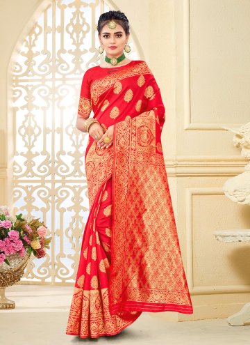 Fab Woven Banarasi Red Classic Designer Saree