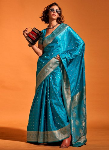 Fab Woven Handloom Silk Aqua Blue Classic Designer