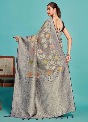 Fab Woven Silk Grey Designer Saree