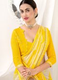 Fab Yellow Chiffon Gota Work Trendy Saree - 1