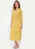 Fab Yellow Cotton  Embroidered Designer Kurti for Casual - 2