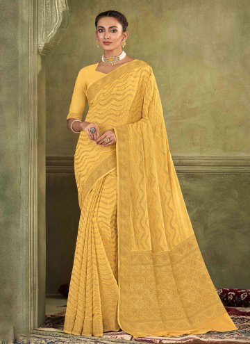 Fab Yellow Silk Woven Classic Designer Saree for C