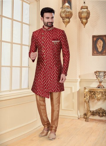 Fancy Fabric Indo Western in Maroon Enhanced with 