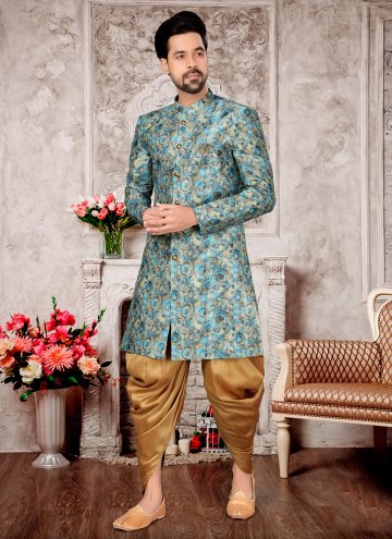 Fancy Fabric Indo Western Sherwani in Multi Colour