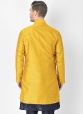 Fancy work Art Dupion Silk Yellow Jacket Style - 1