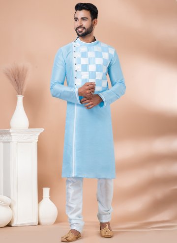 Fancy work Banarasi Aqua Blue Kurta Pyjama