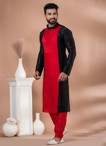 Fancy work Banarasi Black and Red Kurta Pyjama