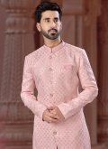 Fancy work Jacquard Pink Indo Western Sherwani - 1