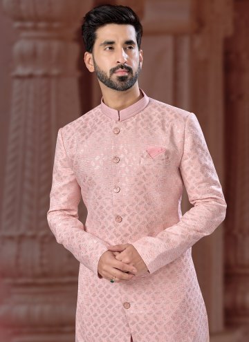 Fancy work Jacquard Pink Indo Western Sherwani