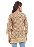 Faux Crepe Party Wear Kurti in Multi Colour Enhanced with Print - 1