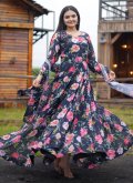 Faux Georgette Floor Length Gown in Multi Colour Enhanced with Digital Print - 3