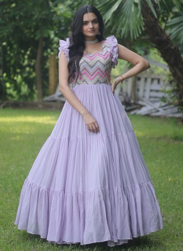 Faux Georgette Readymade Designer Gown in Lavender