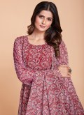 Faux Georgette Salwar Suit in Pink Enhanced with Printed - 1