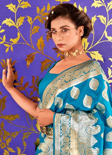Firozi Banarasi Jacquard Work Designer Saree for Ceremonial