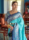 Firozi Banarasi Woven Designer Saree for Ceremonial - 1