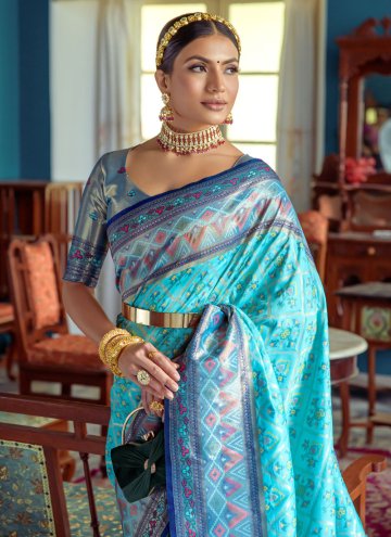 Firozi Banarasi Woven Designer Saree for Ceremonial