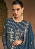 Firozi color Embroidered Georgette Readymade Designer Gown - 1