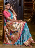 Firozi Silk Meenakari Traditional Saree for Engagement - 2