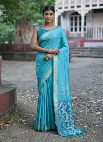 Firozi Silk Woven Classic Designer Saree