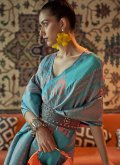Firozi Silk Woven Contemporary Saree for Engagement - 1