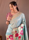 Firozi Silk Woven Trendy Saree for Ceremonial - 1