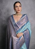 Firozi Tussar Silk Woven Classic Designer Saree - 2